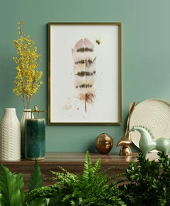 Image of a feather watercolor painting by Shayna Larsen, originals & prints available