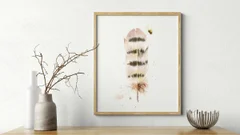 Image of a feather watercolor painting by Shayna Larsen, originals & prints available
