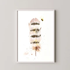 Image of a feather watercolor painting by Shayna Larsen, originals & prints available