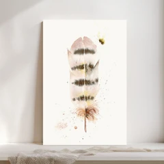 Image of a feather watercolor painting by Shayna Larsen, originals & prints available