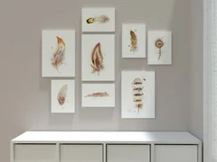 Image of a feather watercolor painting by Shayna Larsen, originals & prints available