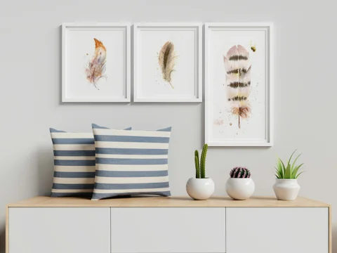 Image of a feather watercolor painting by Shayna Larsen, originals & prints available