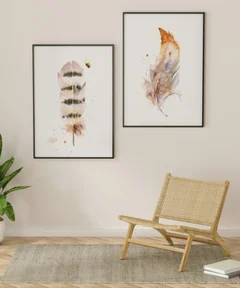 Image of a feather watercolor painting by Shayna Larsen, originals & prints available