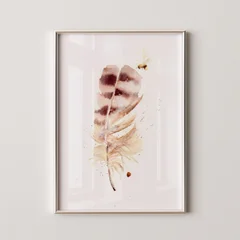 Image of a feather watercolor painting by Shayna Larsen, originals & prints available