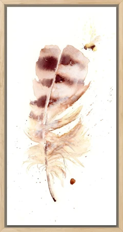 Image of a feather watercolor painting by Shayna Larsen, originals & prints available