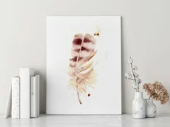 Image of a feather watercolor painting by Shayna Larsen, originals & prints available