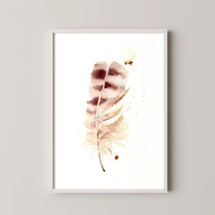 Image of a feather watercolor painting by Shayna Larsen, originals & prints available