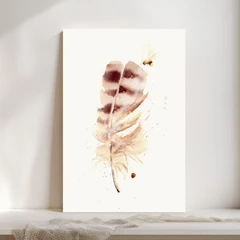 Image of a feather watercolor painting by Shayna Larsen, originals & prints available
