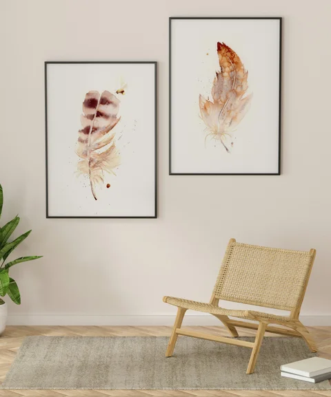Image of a feather watercolor painting by Shayna Larsen, originals & prints available