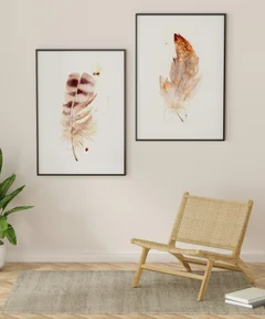 Image of a feather watercolor painting by Shayna Larsen, originals & prints available
