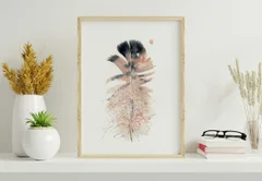 Image of a feather watercolor painting by Shayna Larsen, originals & prints available