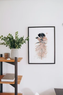 Image of a feather watercolor painting by Shayna Larsen, originals & prints available