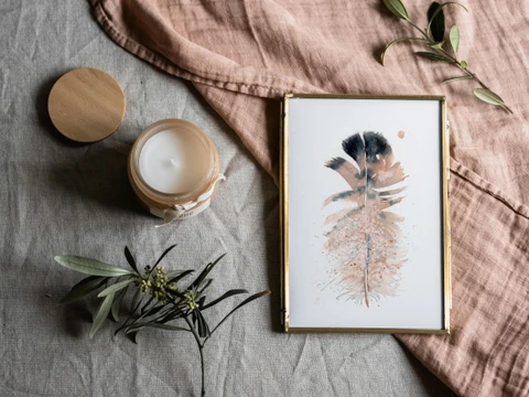 Image of a feather watercolor painting by Shayna Larsen, originals & prints available