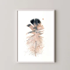 Image of a feather watercolor painting by Shayna Larsen, originals & prints available