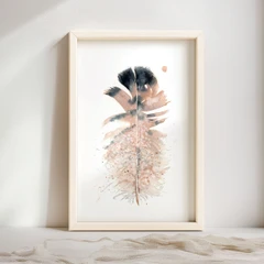 Image of a feather watercolor painting by Shayna Larsen, originals & prints available