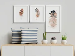 Image of a feather watercolor painting by Shayna Larsen, originals & prints available