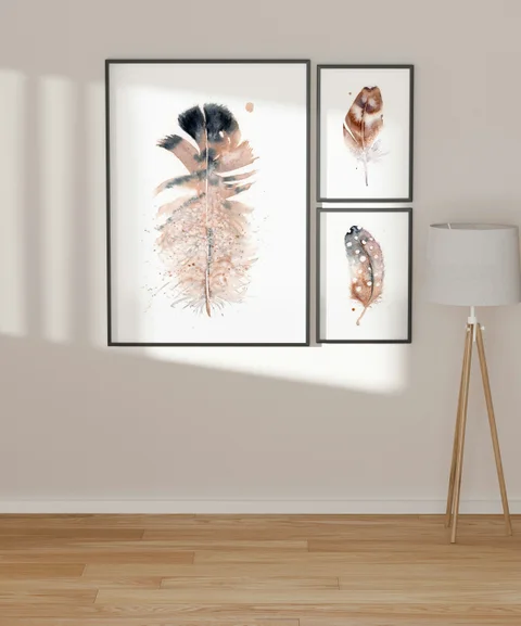 Image of a feather watercolor painting by Shayna Larsen, originals & prints available