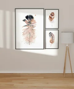 Image of a feather watercolor painting by Shayna Larsen, originals & prints available