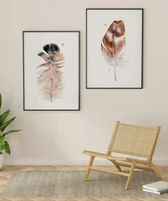 Image of a feather watercolor painting by Shayna Larsen, originals & prints available