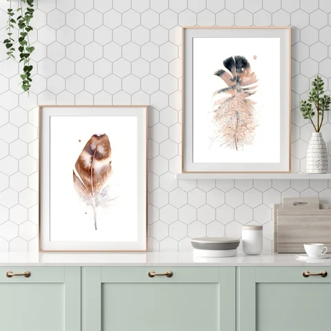 Image of a feather watercolor painting by Shayna Larsen, originals & prints available