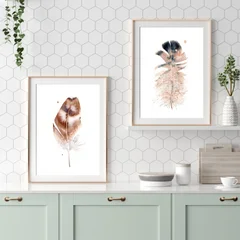 Image of a feather watercolor painting by Shayna Larsen, originals & prints available