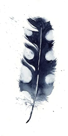 Image of a feather watercolor painting by Shayna Larsen, originals & prints available