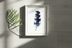 Image of a feather watercolor painting by Shayna Larsen, originals & prints available