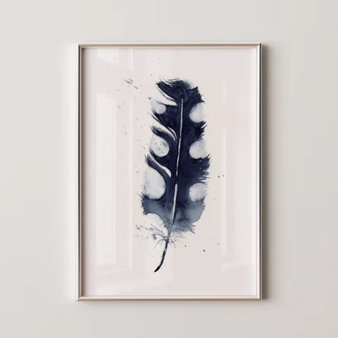 Image of a feather watercolor painting by Shayna Larsen, originals & prints available