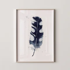 Image of a feather watercolor painting by Shayna Larsen, originals & prints available