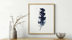 Image of a feather watercolor painting by Shayna Larsen, originals & prints available