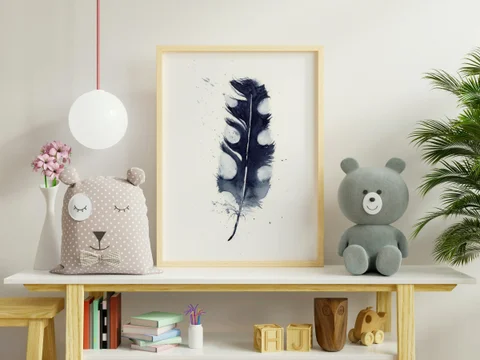 Image of a feather watercolor painting by Shayna Larsen, originals & prints available