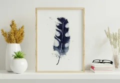 Image of a feather watercolor painting by Shayna Larsen, originals & prints available