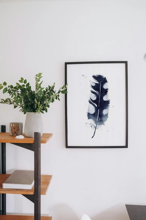 Image of a feather watercolor painting by Shayna Larsen, originals & prints available