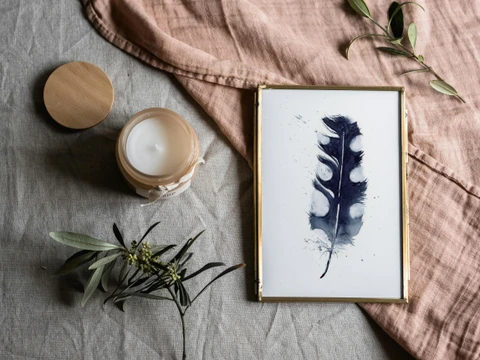 Image of a feather watercolor painting by Shayna Larsen, originals & prints available