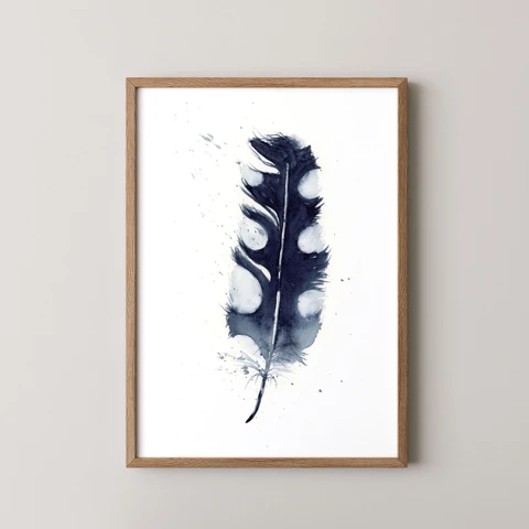 Image of a feather watercolor painting by Shayna Larsen, originals & prints available