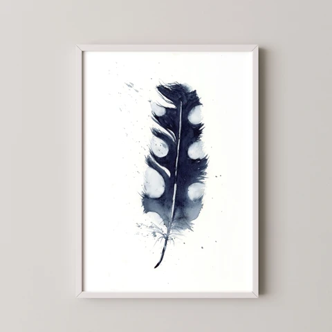Image of a feather watercolor painting by Shayna Larsen, originals & prints available