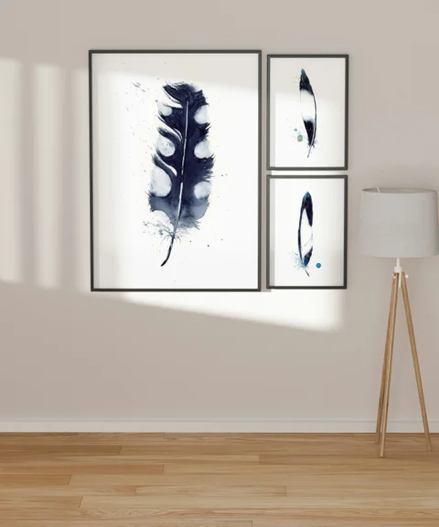 Image of a feather watercolor painting by Shayna Larsen, originals & prints available