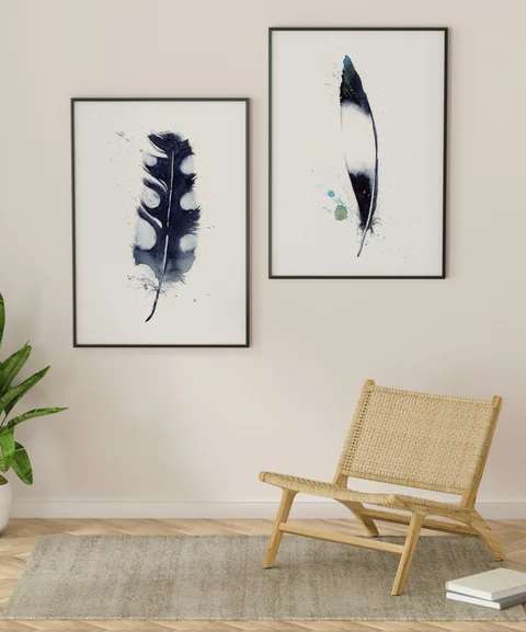 Image of a feather watercolor painting by Shayna Larsen, originals & prints available