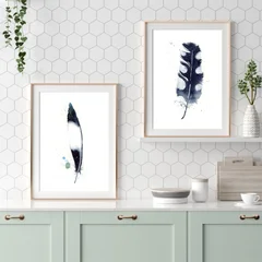 Image of a feather watercolor painting by Shayna Larsen, originals & prints available