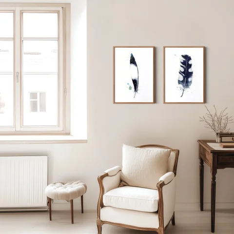 Image of a feather watercolor painting by Shayna Larsen, originals & prints available