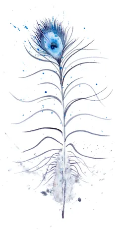 Image of a feather watercolor painting by Shayna Larsen, originals & prints available