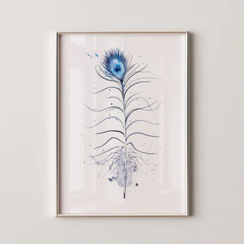 Image of a feather watercolor painting by Shayna Larsen, originals & prints available