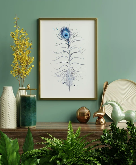 Image of a feather watercolor painting by Shayna Larsen, originals & prints available
