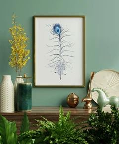 Image of a feather watercolor painting by Shayna Larsen, originals & prints available