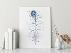 Image of a feather watercolor painting by Shayna Larsen, originals & prints available