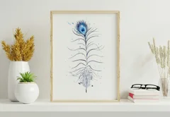 Image of a feather watercolor painting by Shayna Larsen, originals & prints available