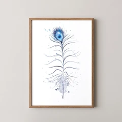 Image of a feather watercolor painting by Shayna Larsen, originals & prints available