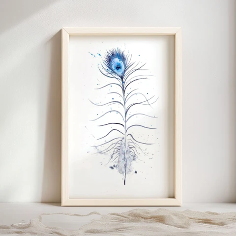 Image of a feather watercolor painting by Shayna Larsen, originals & prints available
