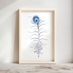 Image of a feather watercolor painting by Shayna Larsen, originals & prints available