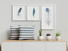 Image of a feather watercolor painting by Shayna Larsen, originals & prints available